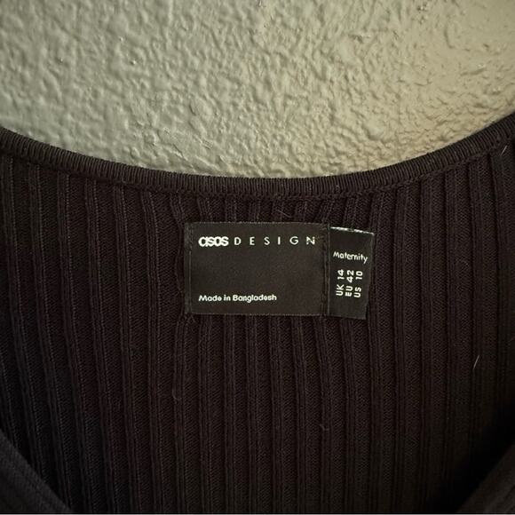 ASOS Ribbed V-Neck Long Sleeve Maxi Dress Size 10 - Picture 6 of 7